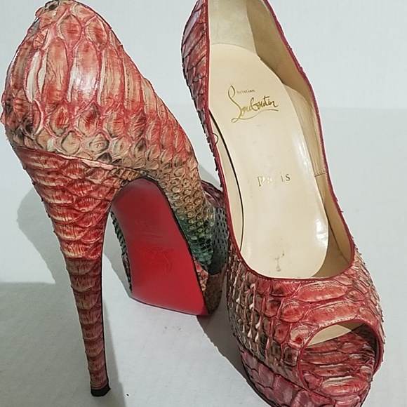 Christian Louboutin Shoes - Christian Louboutin Python peep toe heels B84